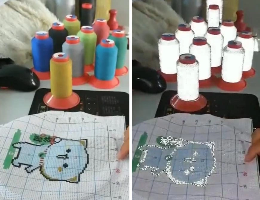 reflektierender Stickgarneffekt