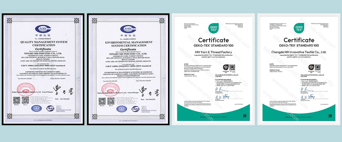 ISO- und OEKO-Zertifikate