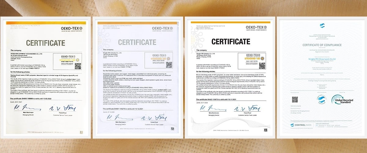 Certificat OEKO-TEX & GRS & OCS