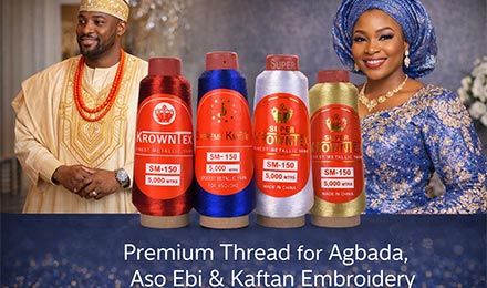 Hilo de bordar MH para prendas nativas nigerianas: agbada, aso oke, kaftan y ropa de senador